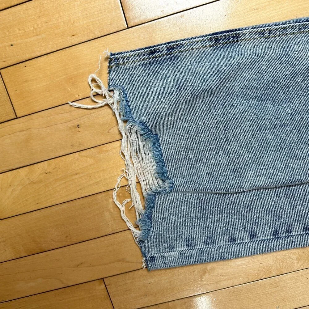 AVEC LES FILLES Acid Wash Distressed Destroyed Wide Leg Denim Jeans Size 29